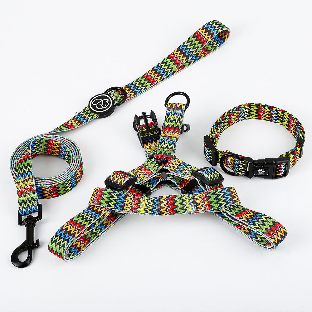 Checkered dog collar traction rope