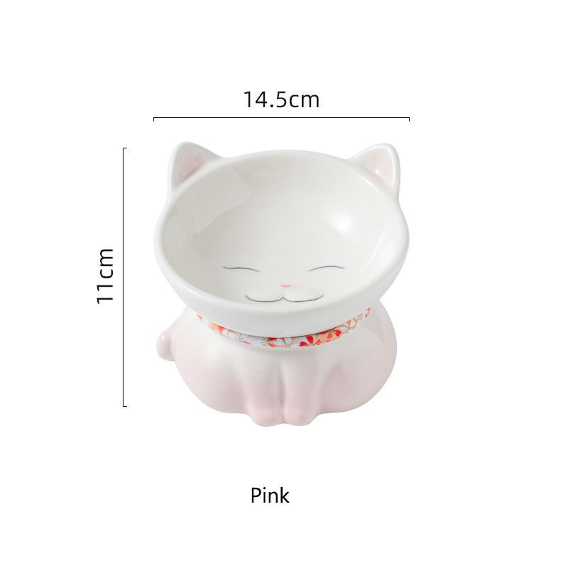 Nordic pet feeder bowl, cat shaped water bowl, elevated ceramic cat bowl