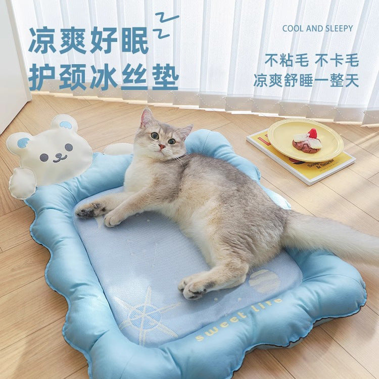 Get This Bear - Shaped Ice - Silk Cat Mat for a Cool Summer Slumber