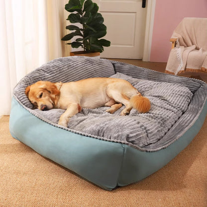 Hurry and Grab! This dog bed features a thick backrest and an eye - catching color - blocking design. It's the perfect warm haven for large - breed dogs like Golden Retrievers during winter