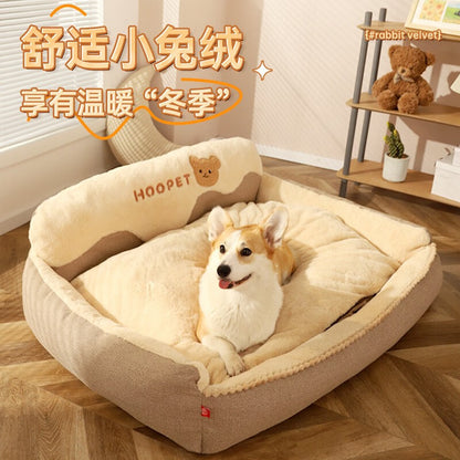 Beloved by Large - breed Dogs! This dog bed features upgraded warmth, is easy to disassemble and clean, and is a year - round favorite for Golden Retrievers and Corgis