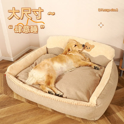 Beloved by Large - breed Dogs! This dog bed features upgraded warmth, is easy to disassemble and clean, and is a year - round favorite for Golden Retrievers and Corgis