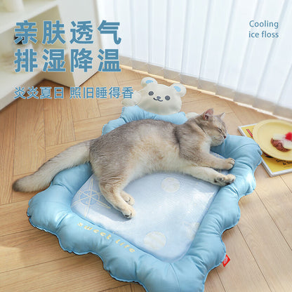 Get This Bear - Shaped Ice - Silk Cat Mat for a Cool Summer Slumber