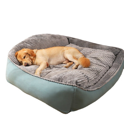 Hurry and Grab! This dog bed features a thick backrest and an eye - catching color - blocking design. It's the perfect warm haven for large - breed dogs like Golden Retrievers during winter