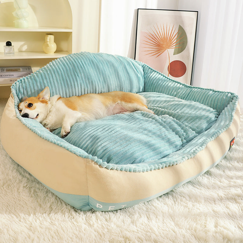 Don't Miss Out! Morandi - color - blocked Dog Bed, suitable for all seasons, detachable and washable. It's incredibly warm in winter, ensuring your beloved pets like Golden Retrievers can sleep soundly