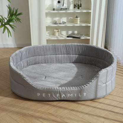 Don't miss this! Dog bed with Scandinavian slit design. Loved by Golden Retrievers & Corgis. Works great year - round, so thoughtful