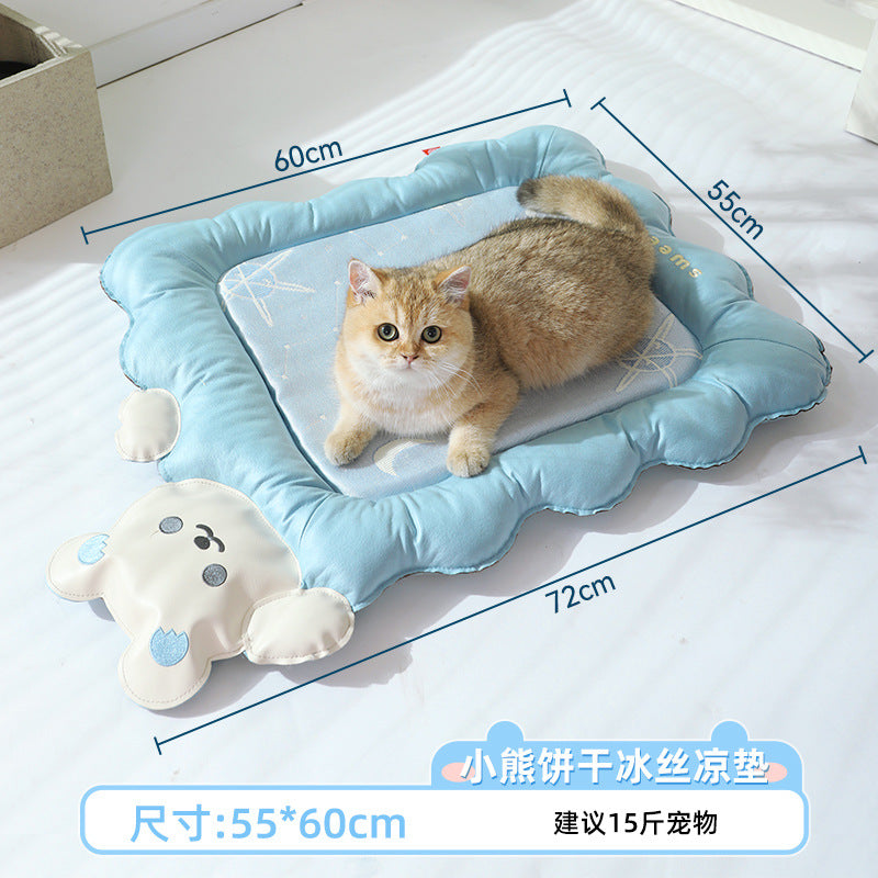 Get This Bear - Shaped Ice - Silk Cat Mat for a Cool Summer Slumber