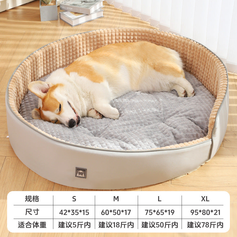 What an amazing dog bed! It has a slanted - opening design, keeping large - breed dogs warm in winter. It's detachable for easy cleaning, adored by Corgis, and suitable for all seasons