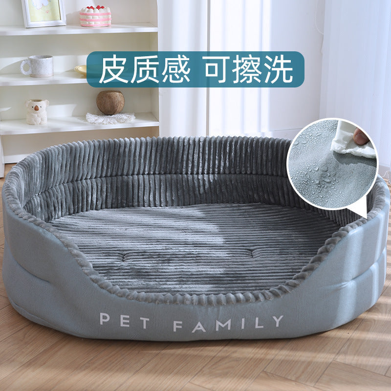 Don't miss this! Dog bed with Scandinavian slit design. Loved by Golden Retrievers & Corgis. Works great year - round, so thoughtful