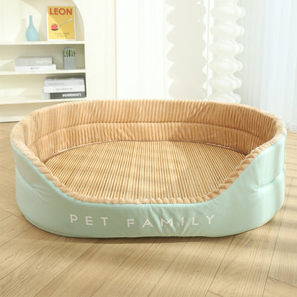 Don't miss this! Dog bed with Scandinavian slit design. Loved by Golden Retrievers & Corgis. Works great year - round, so thoughtful