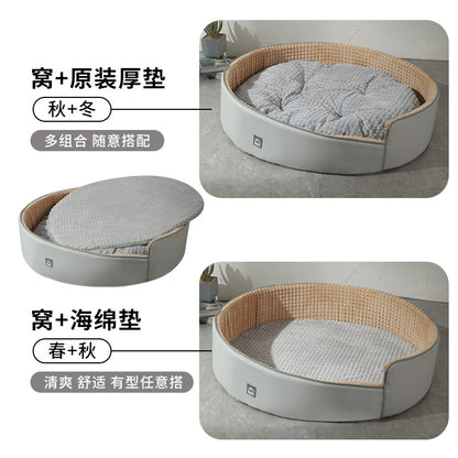 What an amazing dog bed! It has a slanted - opening design, keeping large - breed dogs warm in winter. It's detachable for easy cleaning, adored by Corgis, and suitable for all seasons