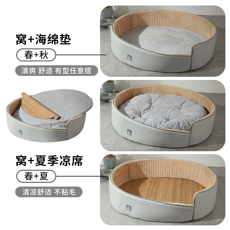 What an amazing dog bed! It has a slanted - opening design, keeping large - breed dogs warm in winter. It's detachable for easy cleaning, adored by Corgis, and suitable for all seasons