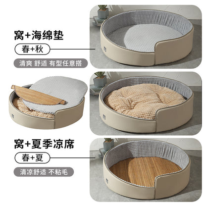 What an amazing dog bed! It has a slanted - opening design, keeping large - breed dogs warm in winter. It's detachable for easy cleaning, adored by Corgis, and suitable for all seasons