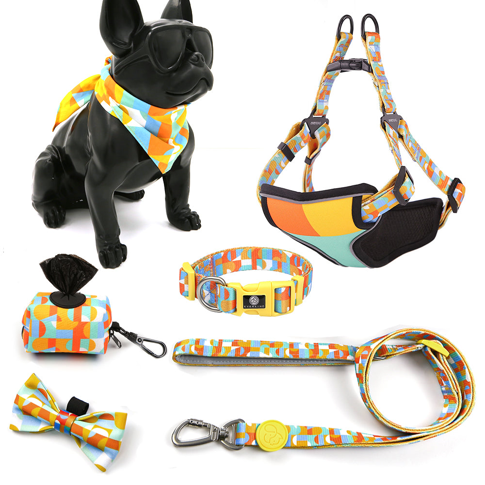 Checkered Dog Traction Rope Collar Set of 7