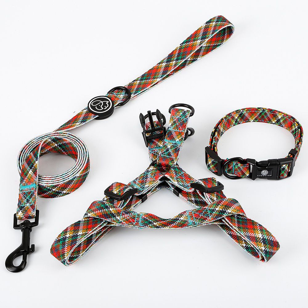 Scottish patterned dog collar traction rope