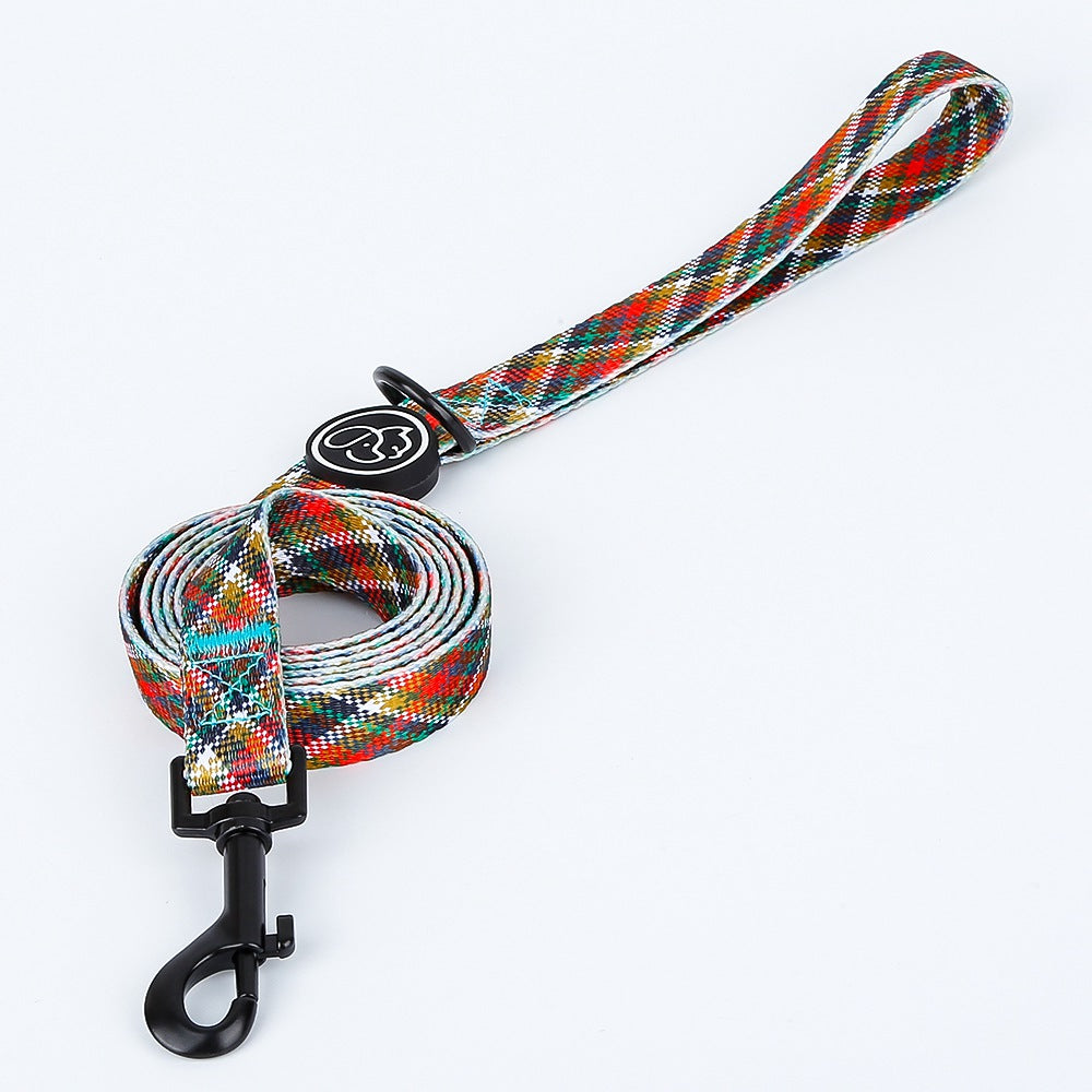 Scottish patterned dog collar traction rope