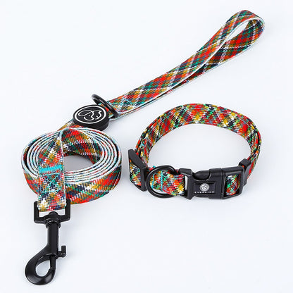 Scottish patterned dog collar traction rope