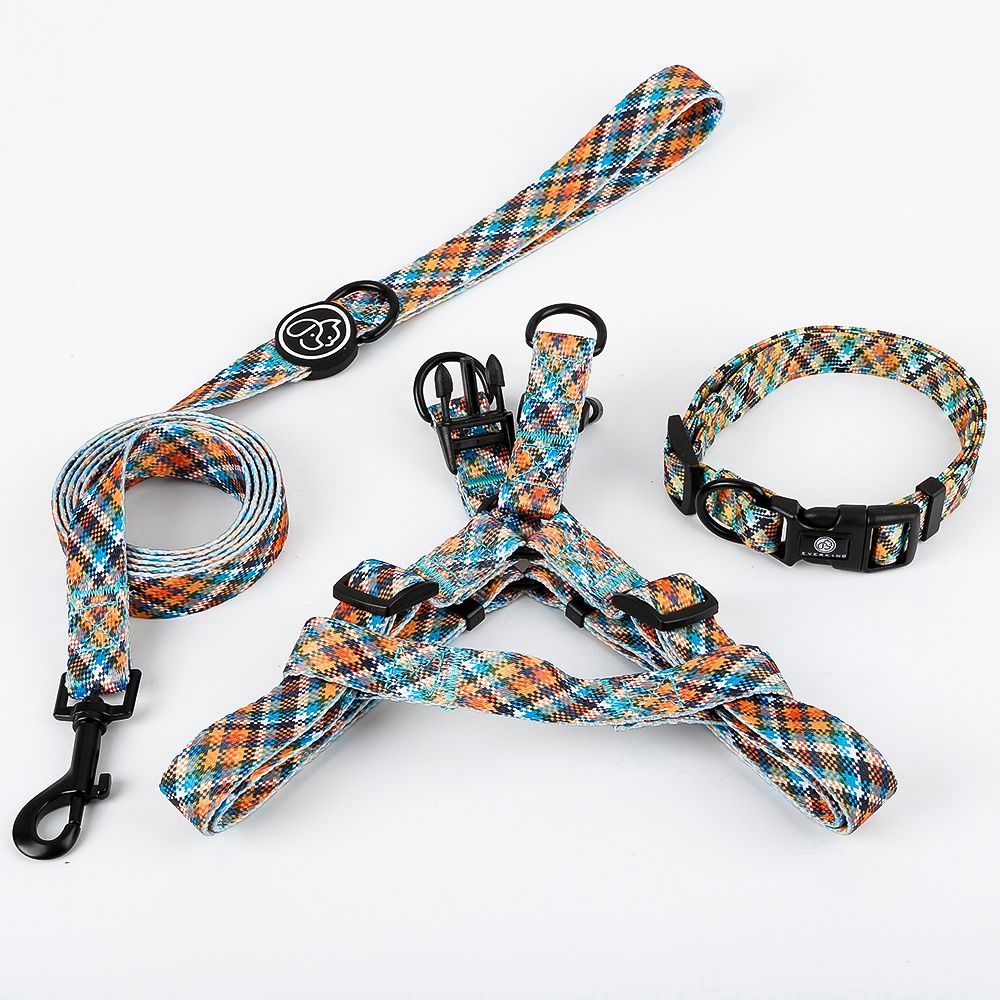 Scottish patterned dog collar traction rope