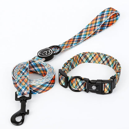 Scottish patterned dog collar traction rope