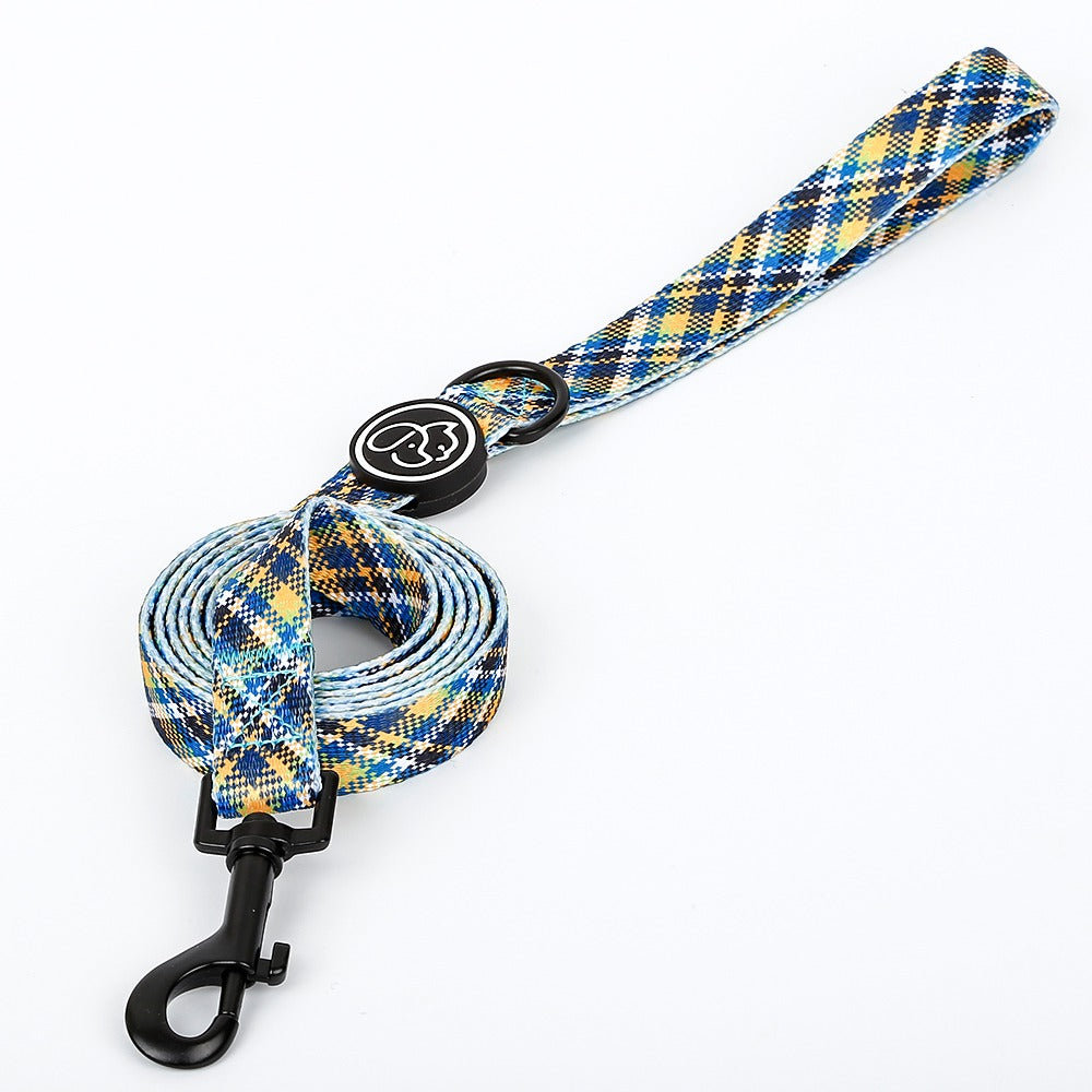 Scottish patterned dog collar traction rope