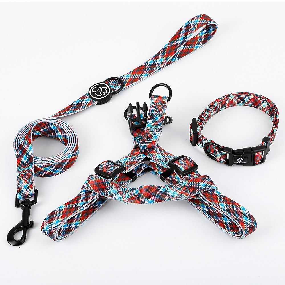 Scottish patterned dog collar traction rope