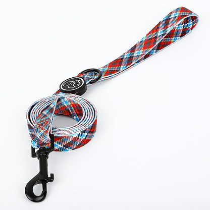 Scottish patterned dog collar traction rope