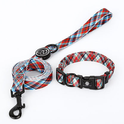 Scottish patterned dog collar traction rope