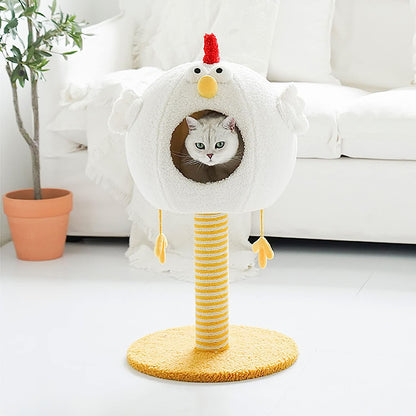 Chick Cat Climbing Frame Cat Tree Cat Tower,Four Seasons Scratching Post Solid Wood Kitten Small Luxury Bucket Nest Jumping Toy