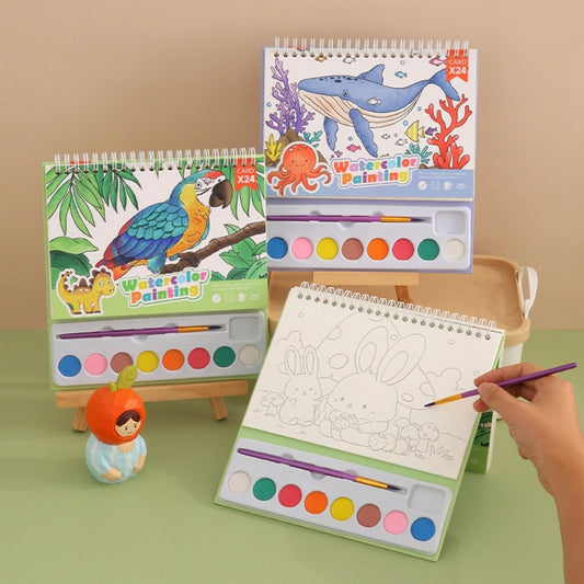 Cartoon watercolor painting set of 8 colors color diy art sketchbook children students watercolor painting toys