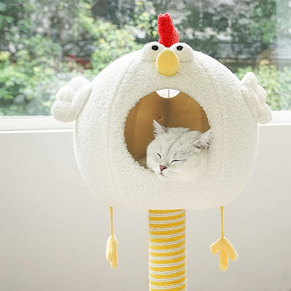 Chick Cat Climbing Frame Cat Tree Cat Tower,Four Seasons Scratching Post Solid Wood Kitten Small Luxury Bucket Nest Jumping Toy