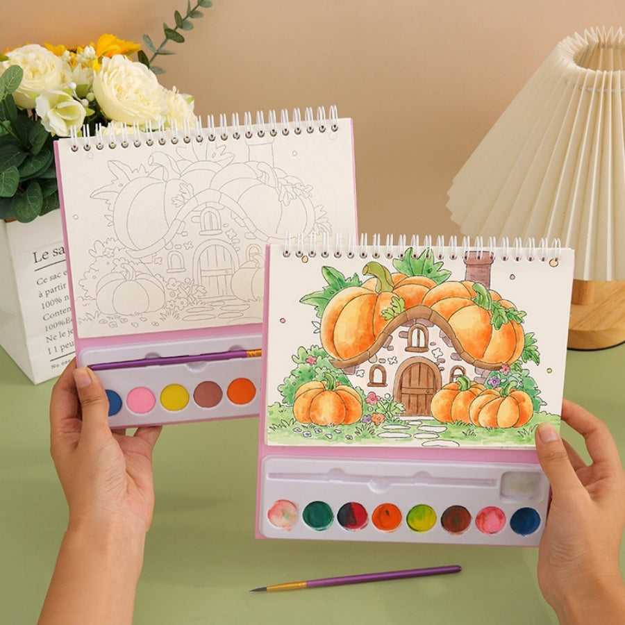 Cartoon watercolor painting set of 8 colors color diy art sketchbook children students watercolor painting toys
