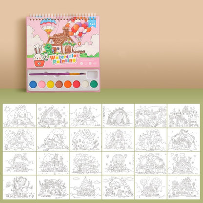 Cartoon watercolor painting set of 8 colors color diy art sketchbook children students watercolor painting toys