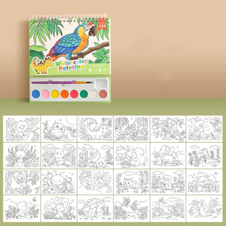 Cartoon watercolor painting set of 8 colors color diy art sketchbook children students watercolor painting toys