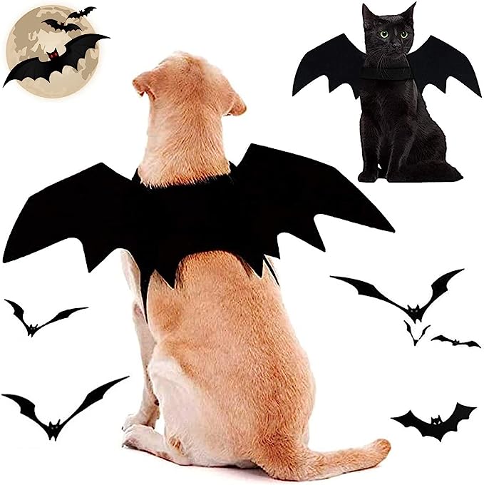 Dog Bat Costume, Halloween Pet Costumes Dog Bat Wings, Cosplay Cat Dog Costume Party Clothes Funny Outfit Cool Apparel for Small Medium Large Dogs Cats