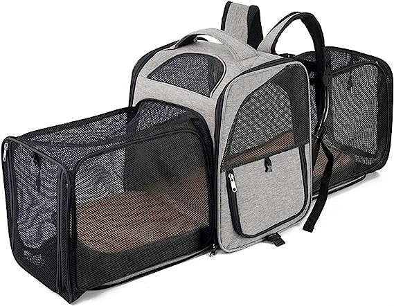 Pet Bag Carrier Double-Sided Expandable Large Cat Carrier Collapsible with Removable Pads and Pockets