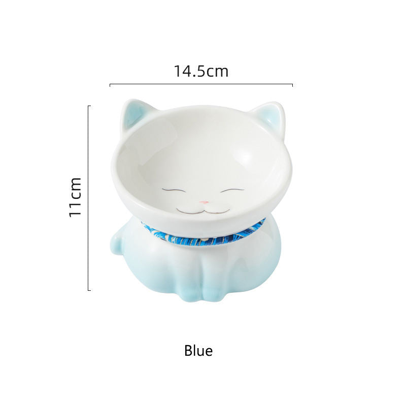 Nordic pet feeder bowl, cat shaped water bowl, elevated ceramic cat bowl