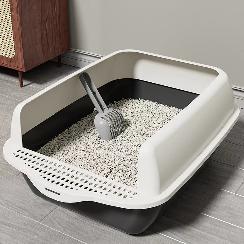 Semi enclosed cat litter basin