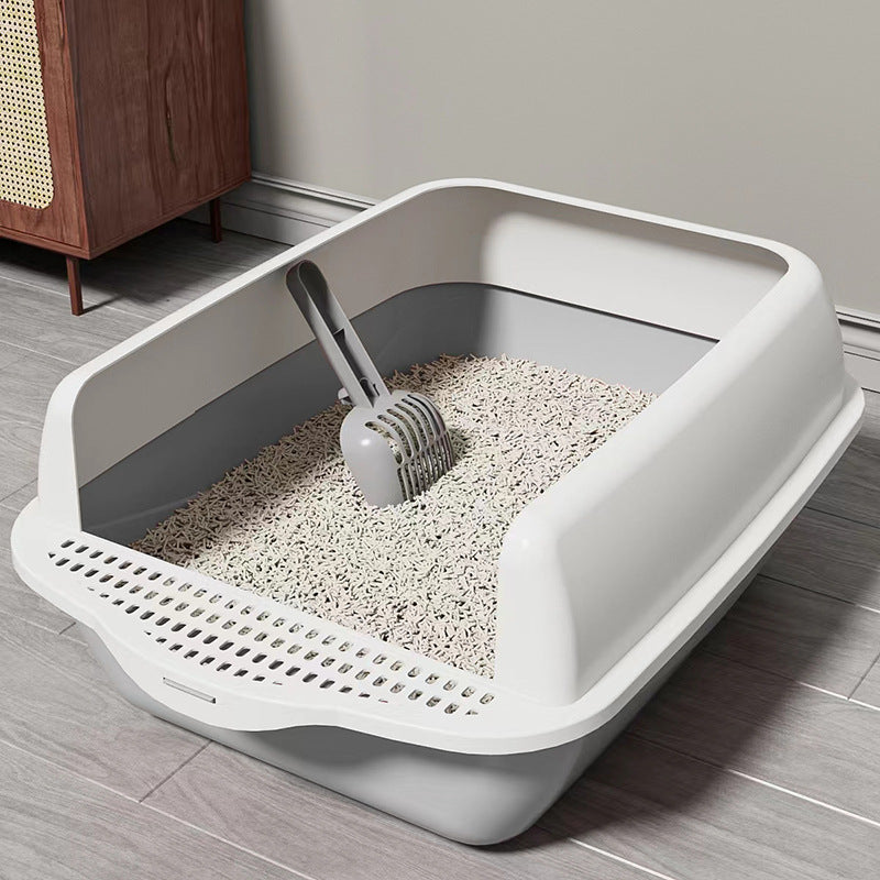 Semi enclosed cat litter basin