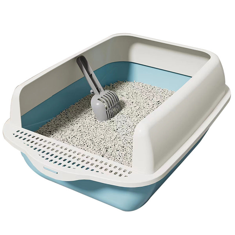 Semi enclosed cat litter basin